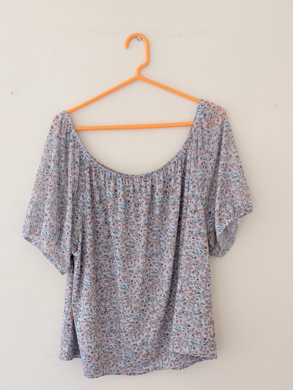 Lane Bryant Light Blue Floral Off-Shoulder Women's Top